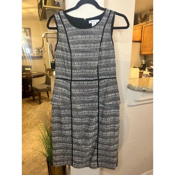Liz Claiborne Black & White Tweed Sleeveless Dress Size 6 - Picture 2 of 6